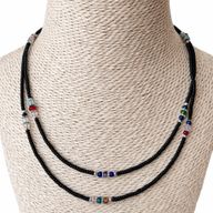 Collier Double Onyx Noir & Perles Facettées Népalais Fin (42 cm)