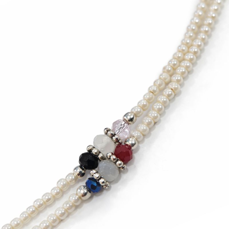 Collier Double Howlite & Perles Facettées Népalais Fin (42 cm)