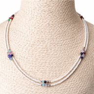 Collier Double Howlite & Perles Facettées Népalais Fin (42 cm)