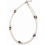 Collier Double Howlite & Perles Facettées Népalais Fin (42 cm)