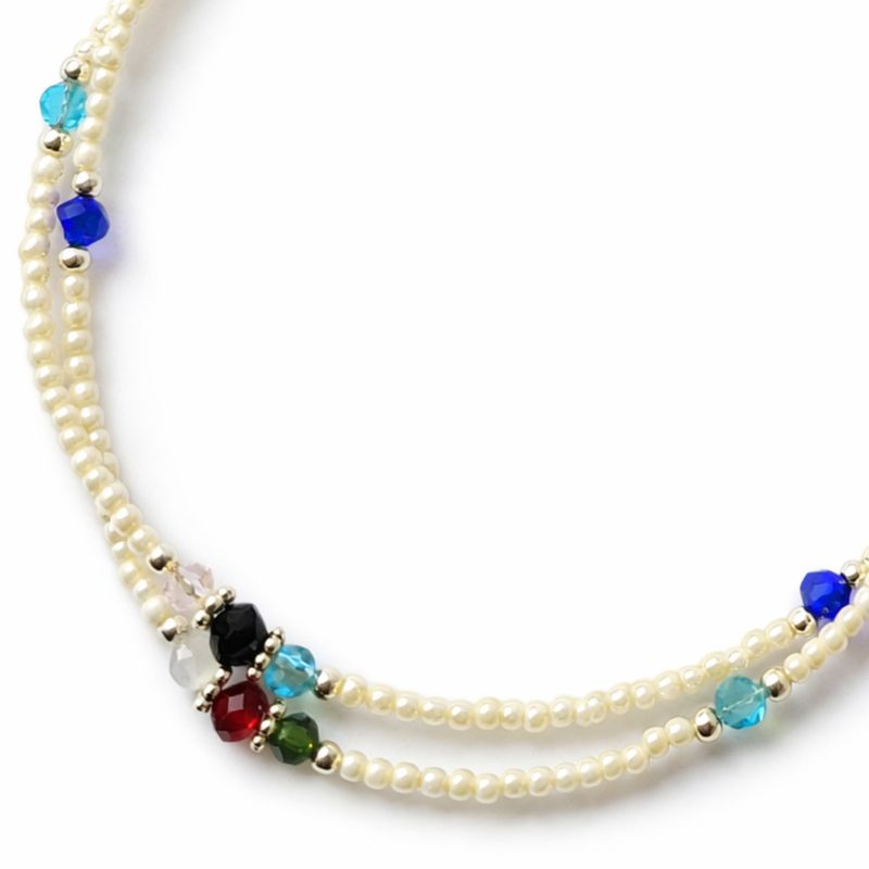 Bracelet de Cheville Double Howlite & Perles Facettées Népalais (22 cm)