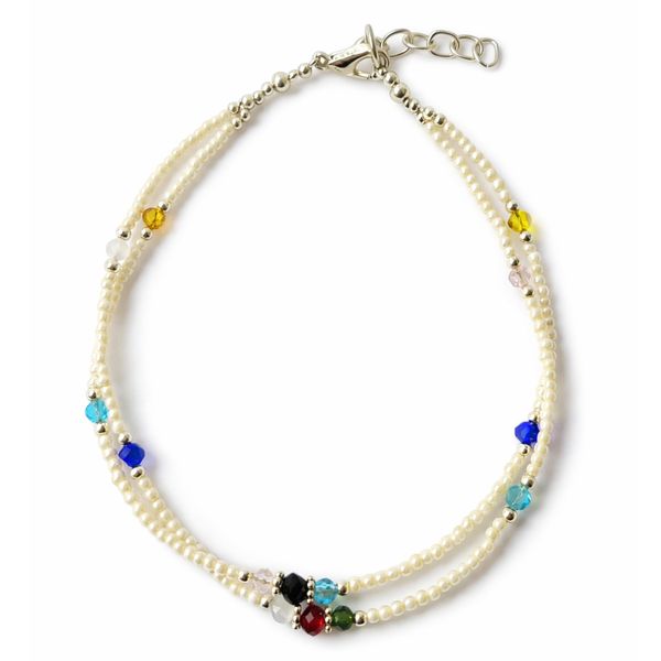 Bracelet de Cheville Double Howlite & Perles Facettées Népalais (22 cm)