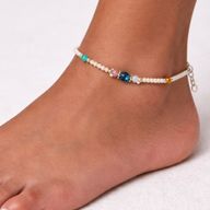 Bracelet de Cheville Howlite & Perles Facettées Népalais (22 cm)