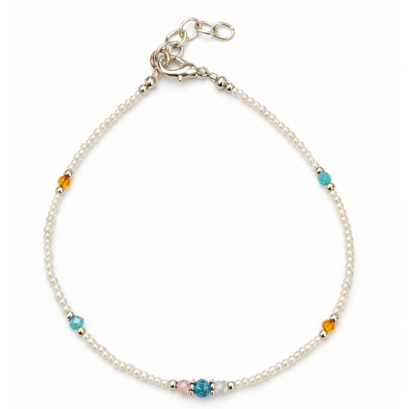 Bracelet de Cheville Howlite & Perles Facettées Népalais (22 cm)