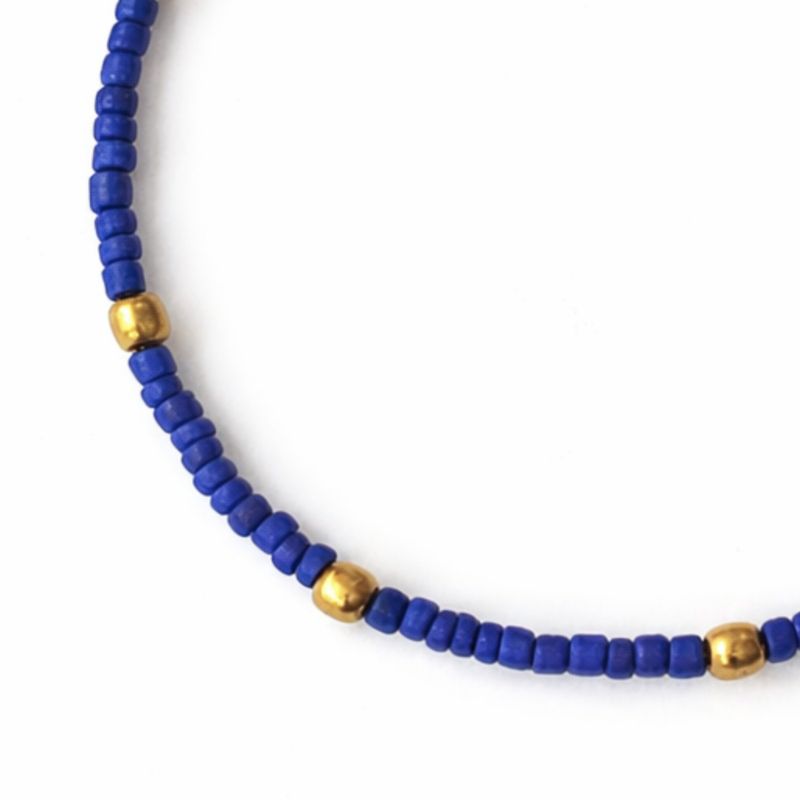 Bracelet de Cheville Lapis & Perles Laiton Népalais (22 cm)