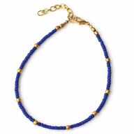 Bracelet de Cheville Lapis & Perles Laiton Népalais (22 cm)