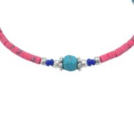 Bracelet Népalais en Pierre Extra-Fine - Corail Rose & Perles en Turquoise