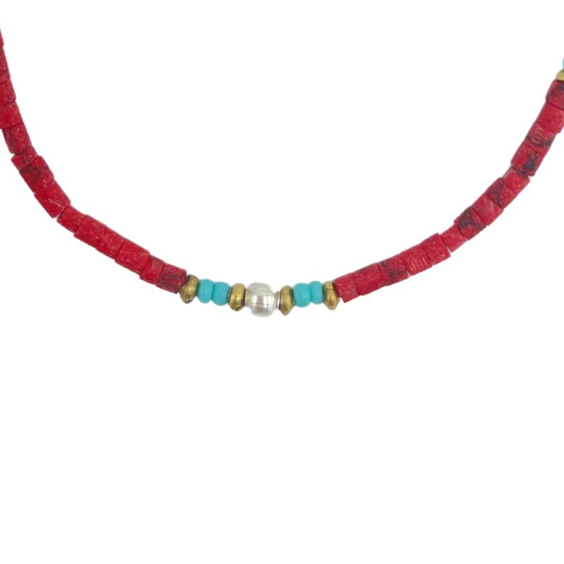 Bracelet Népalais en Pierre Extra-Fine - Perle Tribale en Corail