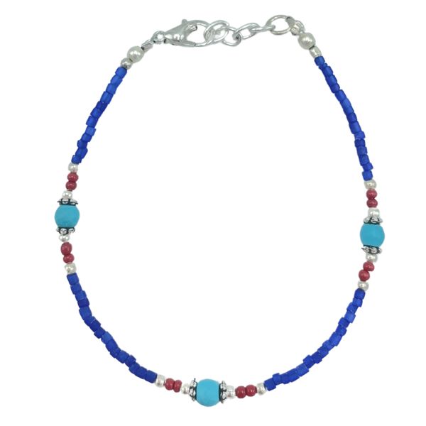 Bracelet Népalais en Pierre Extra-Fine - Onyx Bleu