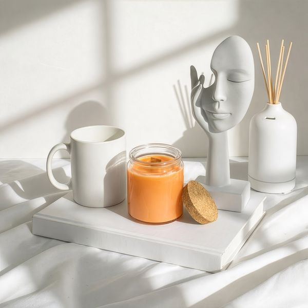 Bougies en Cire de Soja Mèche en Bois Sans Etiquettes Marque Blanche