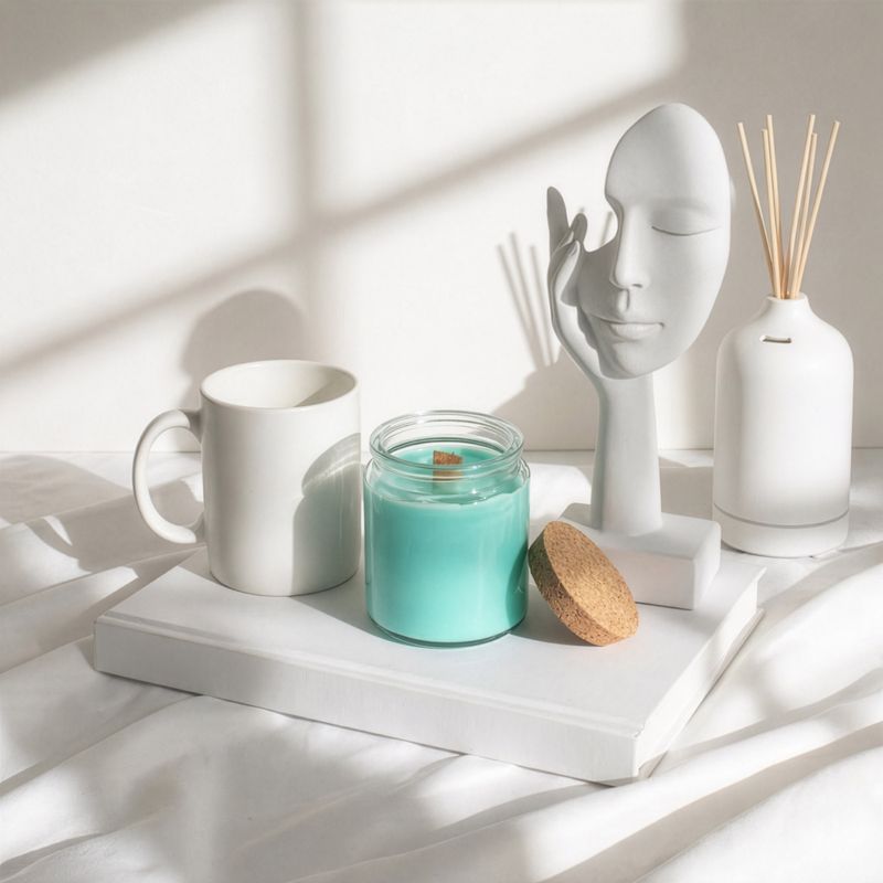 Bougie Mèche en Bois Cire de Soja - Mousse & Brume - Sans Étiquette