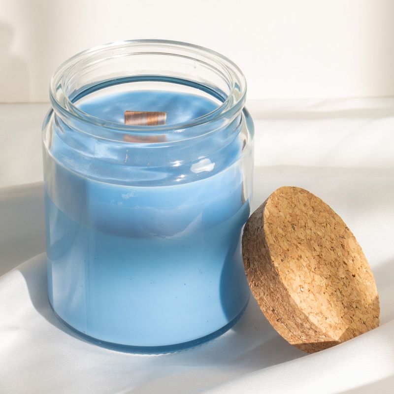Bougie Mèche en Bois Cire de Soja - Sauge et Bois de Menthe  - Sans Étiquette