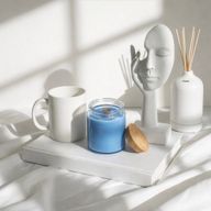 Bougie Mèche en Bois Cire de Soja - Sauge et Bois de Menthe  - Sans Étiquette