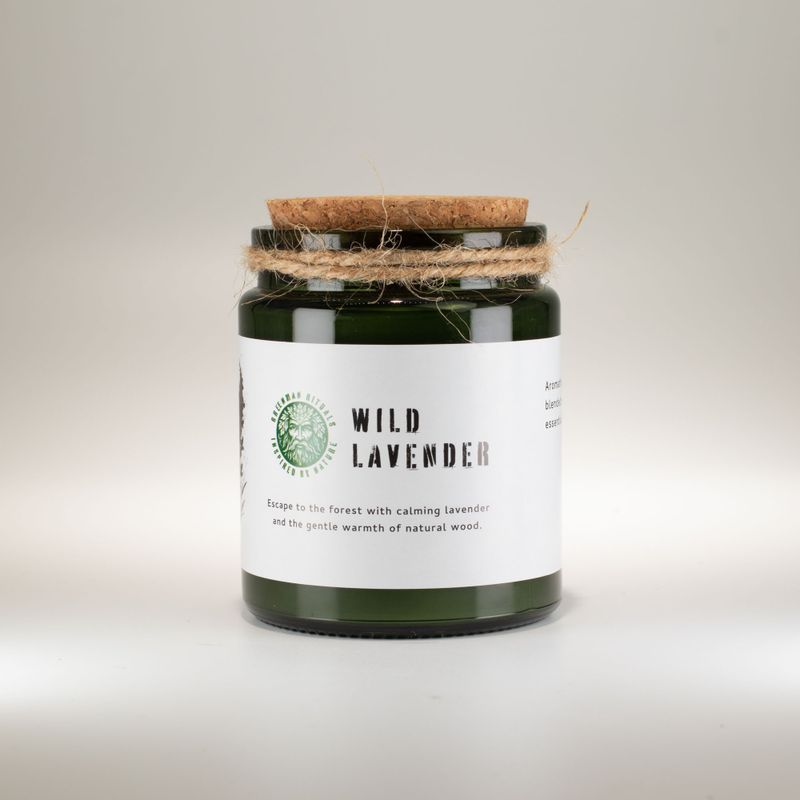 Bougie Greenman en cire de soja à mèche en bois - lavande sauvage