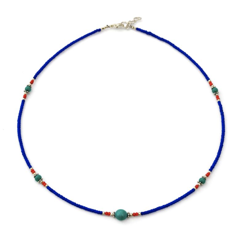 Collier Népalais en Pierre Extra-Fine - Turquoise