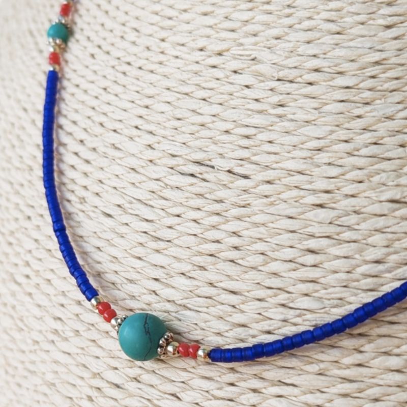 Collier Népalais en Pierre Extra-Fine - Turquoise