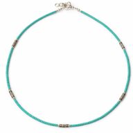 Collier Népalais en Pierre Extra-Fine - Turquoise & Acier