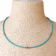 Collier Népalais en Pierre Extra-Fine - Turquoise & Acier