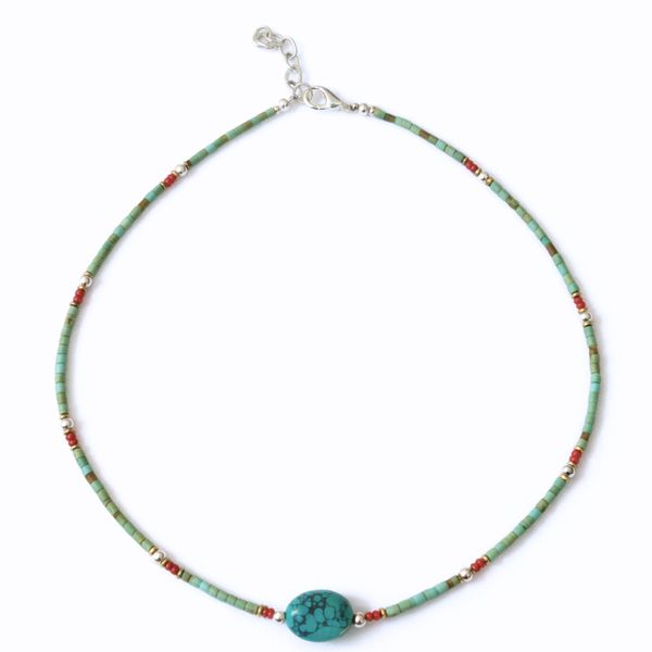 Collier Népalais en Pierre Extra-Fine - Turquoise & Pierre