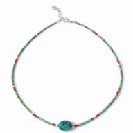 Collier Népalais en Pierre Extra-Fine - Turquoise & Pierre