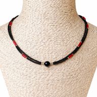 Collier Népalais Perles Extra Fines - 2 Rangées - Pendentif Noir