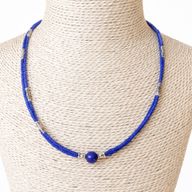 Collier Népalais Extra Fin - 2 Rangées - Onyx Bleu