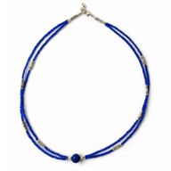 Collier Népalais Extra Fin - 2 Rangées - Onyx Bleu