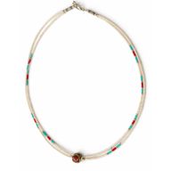 Collier Népalais Extra-Fin Deux Rangées - Pendentif Perle & Turquoise