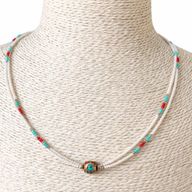 Collier Népalais Extra-Fin Deux Rangées - Pendentif Perle & Turquoise
