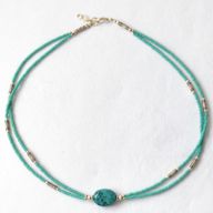 Collier Népalais Extra Fin - 2 Rangées - Turquoise