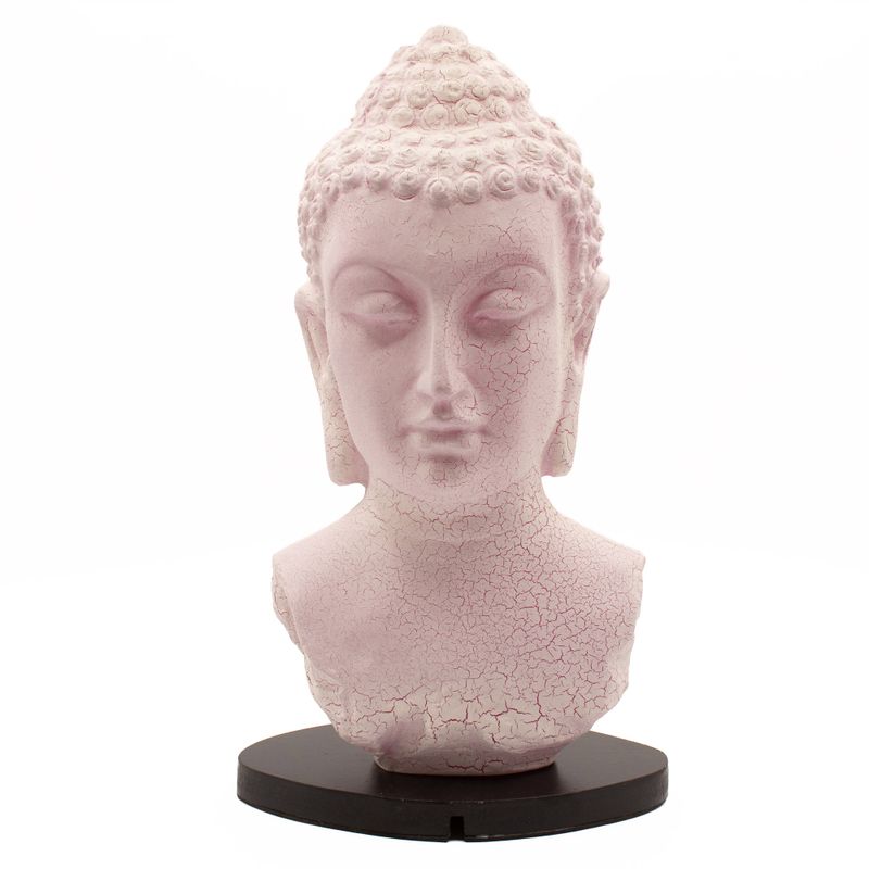 Lampe-buste de Bouddha - craquelé cerise - socle ovale