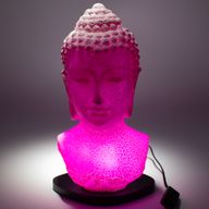 Lampe-buste de Bouddha - craquelé cerise - socle ovale