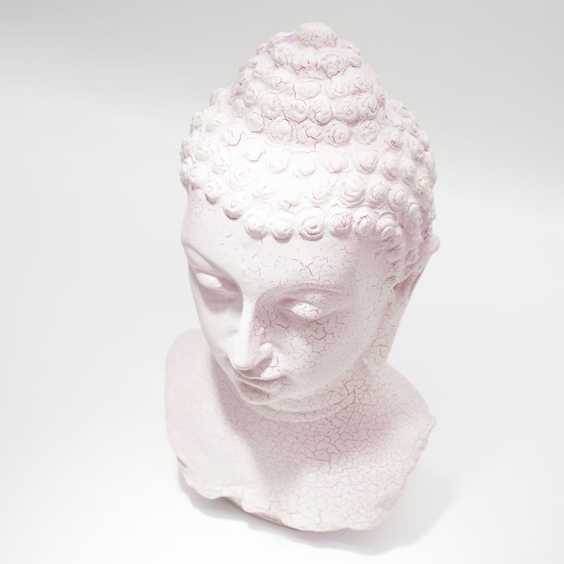 Lampe-buste de Bouddha - craquelé cerise - socle ovale