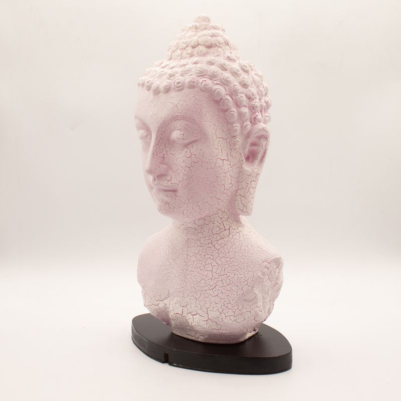 Lampe-buste de Bouddha - craquelé cerise - socle ovale