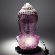 Lampe-buste de Bouddha Craquelé lavande - socle ovale