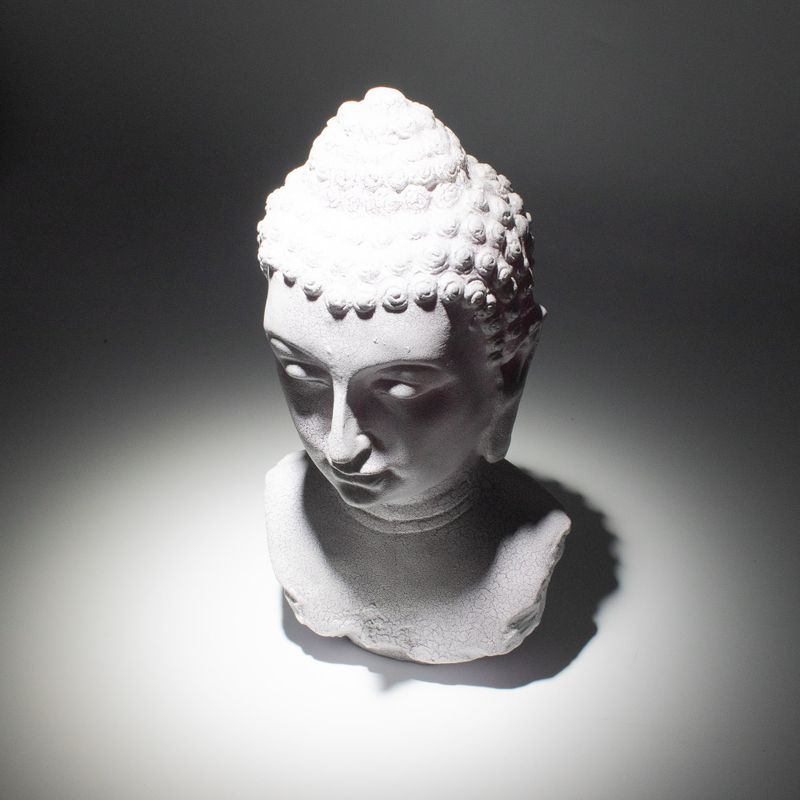 Lampe-buste de Bouddha Craquelé lavande - socle ovale