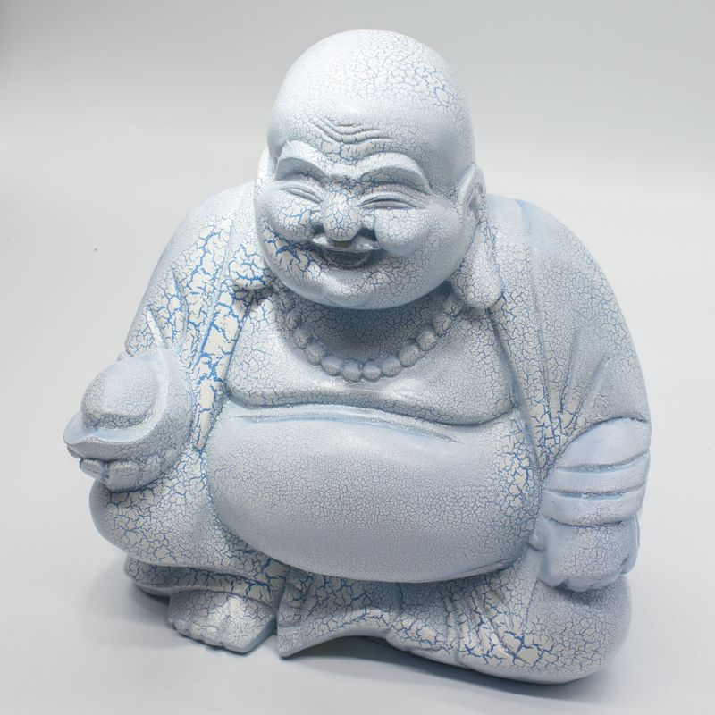 Lampe du Bouddha riant bleu ciel - socle rond