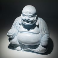 Lampe du Bouddha riant bleu ciel - socle rond