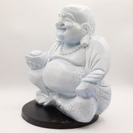 Lampe du Bouddha riant bleu ciel - socle rond