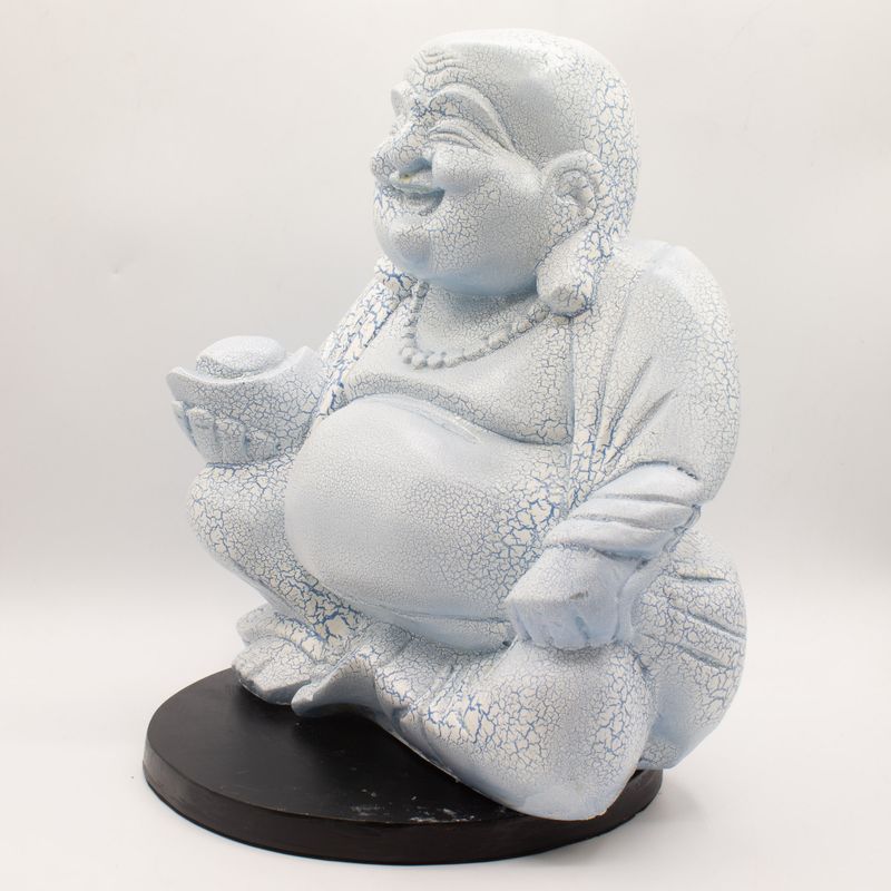 Lampe du Bouddha riant bleu ciel - socle rond
