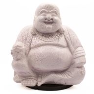 Lampe du Bouddha rieur craquelé lavande - socle rond