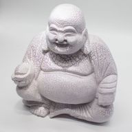 Lampe du Bouddha rieur craquelé lavande - socle rond