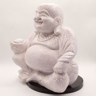 Lampe du Bouddha rieur craquelé lavande - socle rond