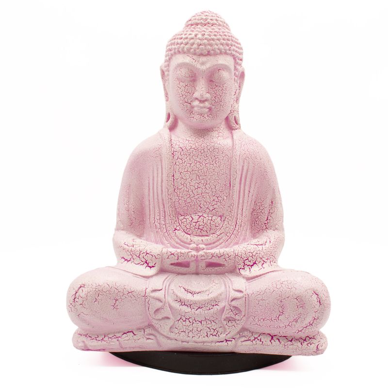Lampe Bouddha Méditation Cerise Craquelée - Support Ovale