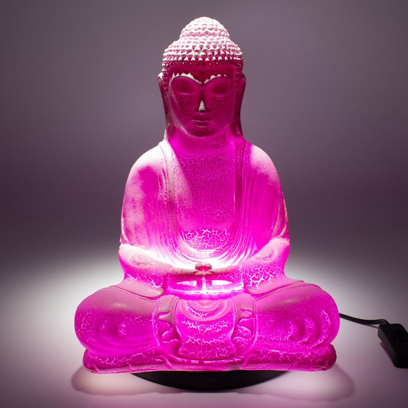 Lampe Bouddha Méditation Cerise Craquelée - Support Ovale