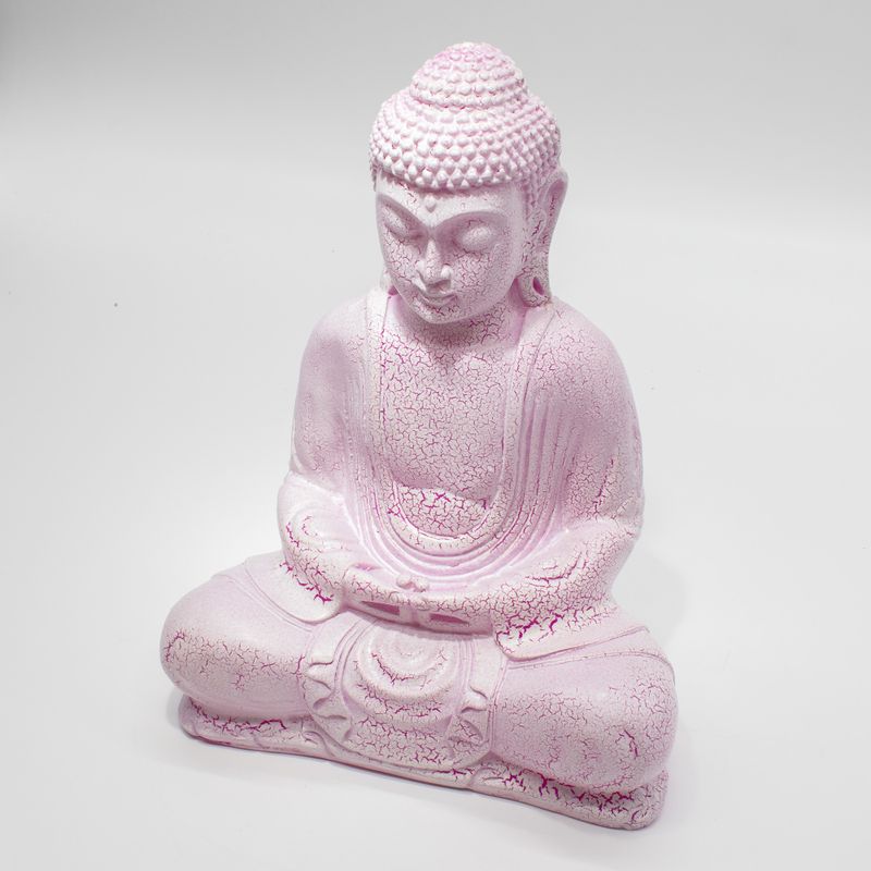 Lampe Bouddha Méditation Cerise Craquelée - Support Ovale