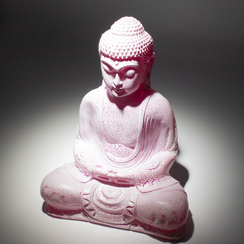 Lampe Bouddha Méditation Cerise Craquelée - Support Ovale