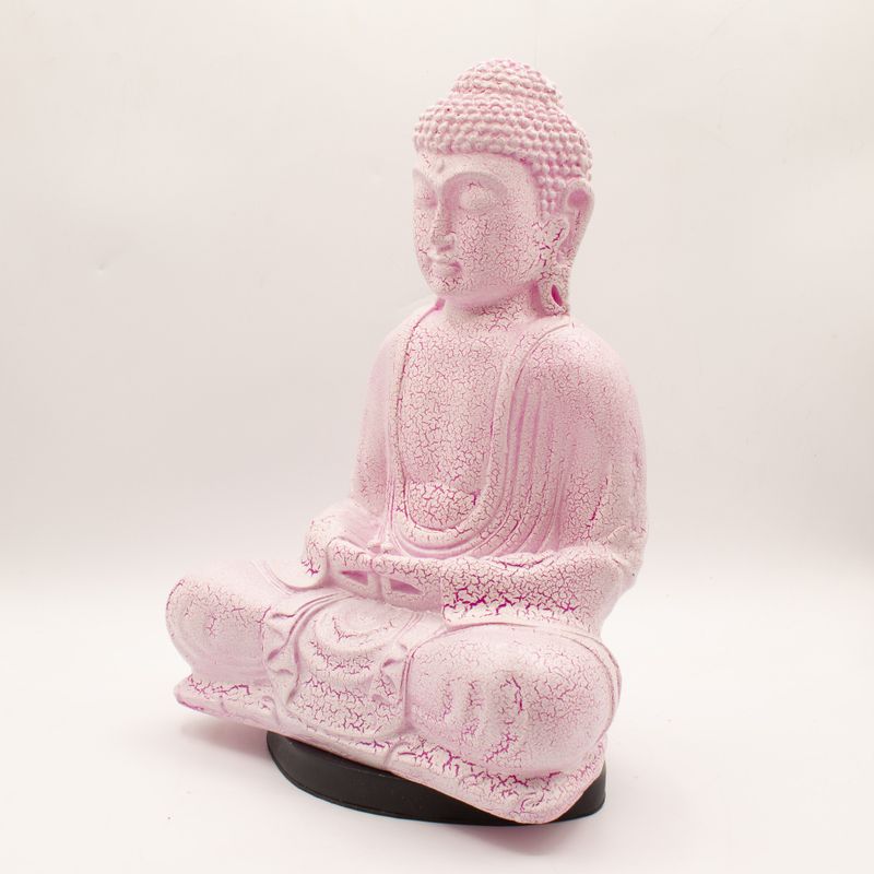 Lampe Bouddha Méditation Cerise Craquelée - Support Ovale