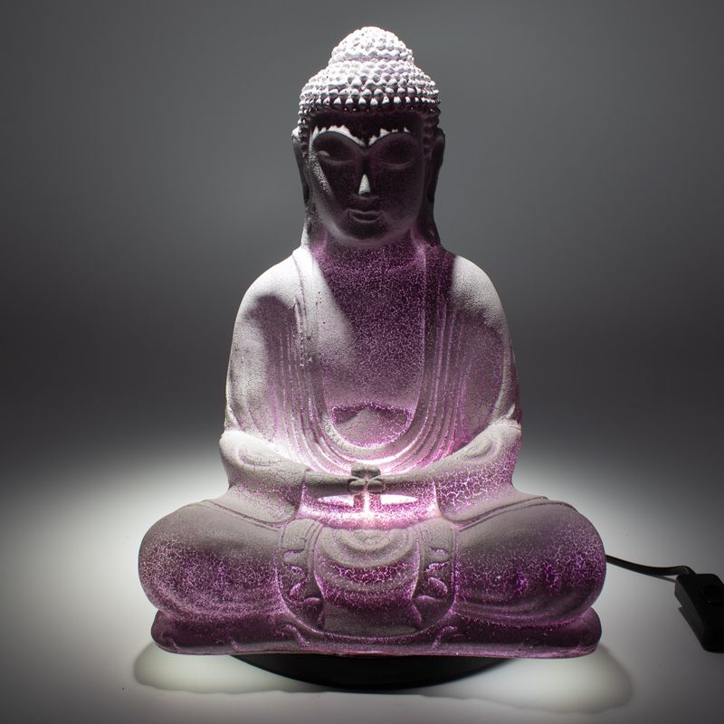 Lampe Bouddha Méditation Lavande Craquelé - Support Ovale