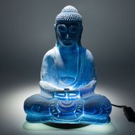 Méditation Bouddha Lampe Bleu Ciel - Support Ovale